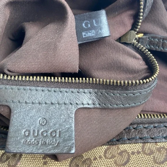 Gucci Jockey GG Monogram Canvas Brown Pebbled Leather Hobo Shoulder Bag - Picture 7 of 16